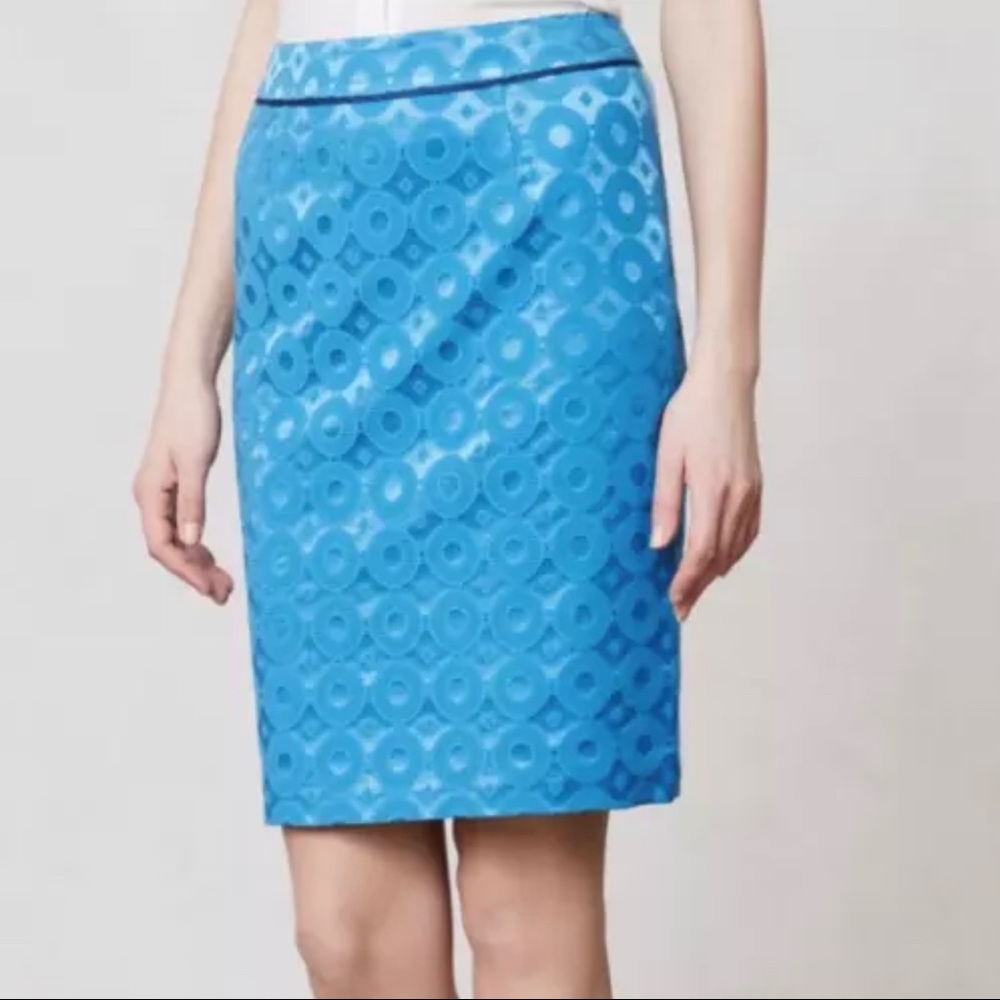 ANTHROPOLOGIE MAEVE Sadie Blue Pencil skirt 0 XS Bodycon boho abstract button